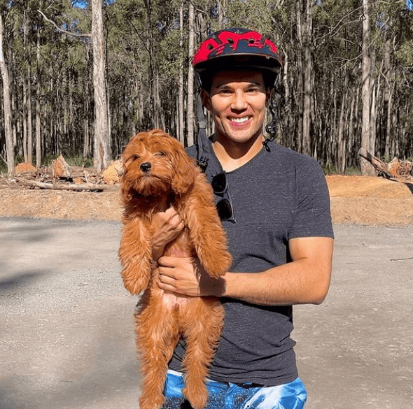 Francis Mossman with his pet dog